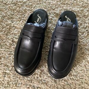 NWOB Free People Winston Platform Loafer Mules Black Leather Sz 36.5